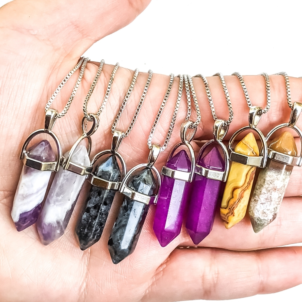 Italy 925 Sterling Silver Stamped Silver Gemstone Aura Cleansing Necklace 40cm - Picture 3 of 5